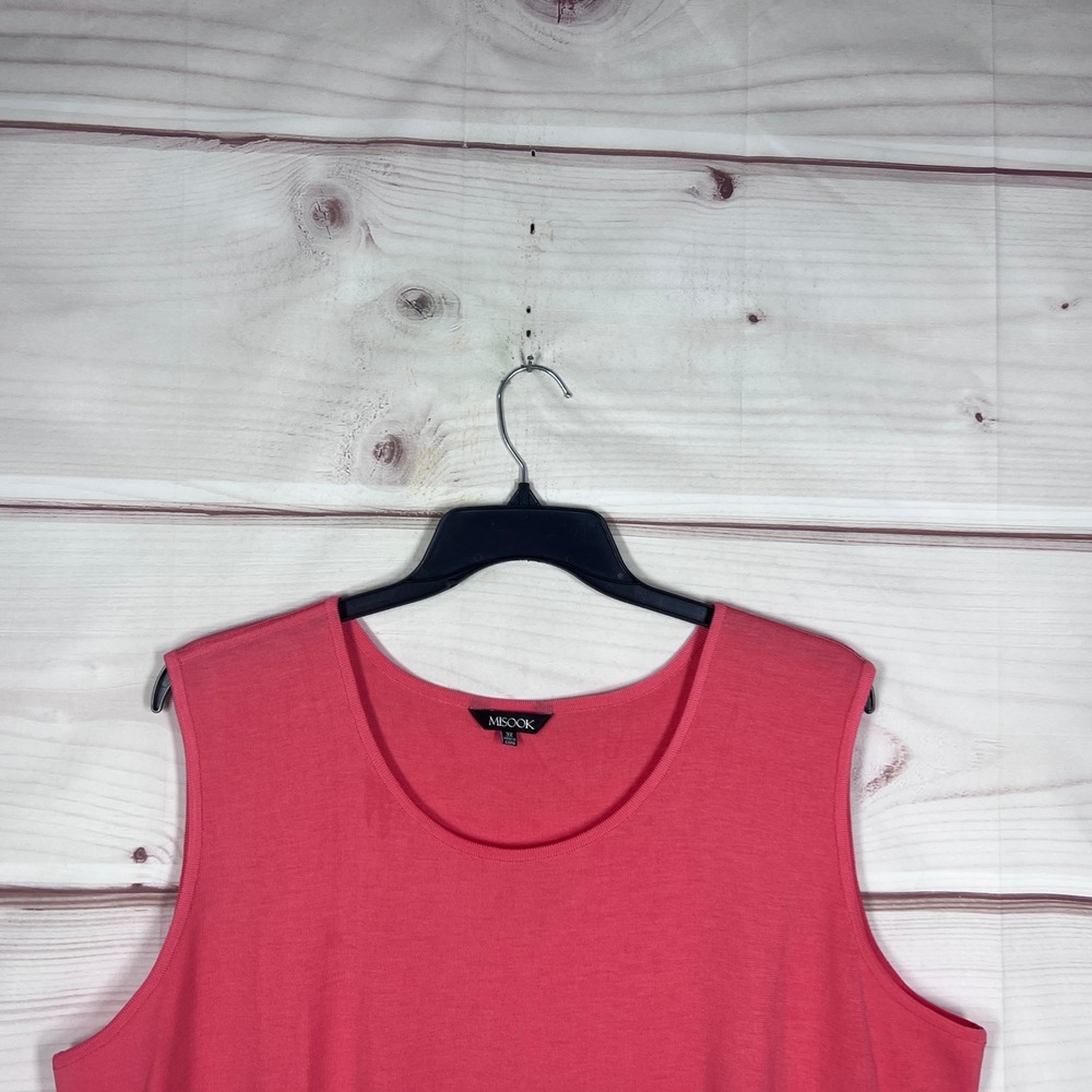 Misook Knit Tank Top Womens 3X Pink Solid Sleeveless Side Slit Blouse Shell - Picture 6 of 10
